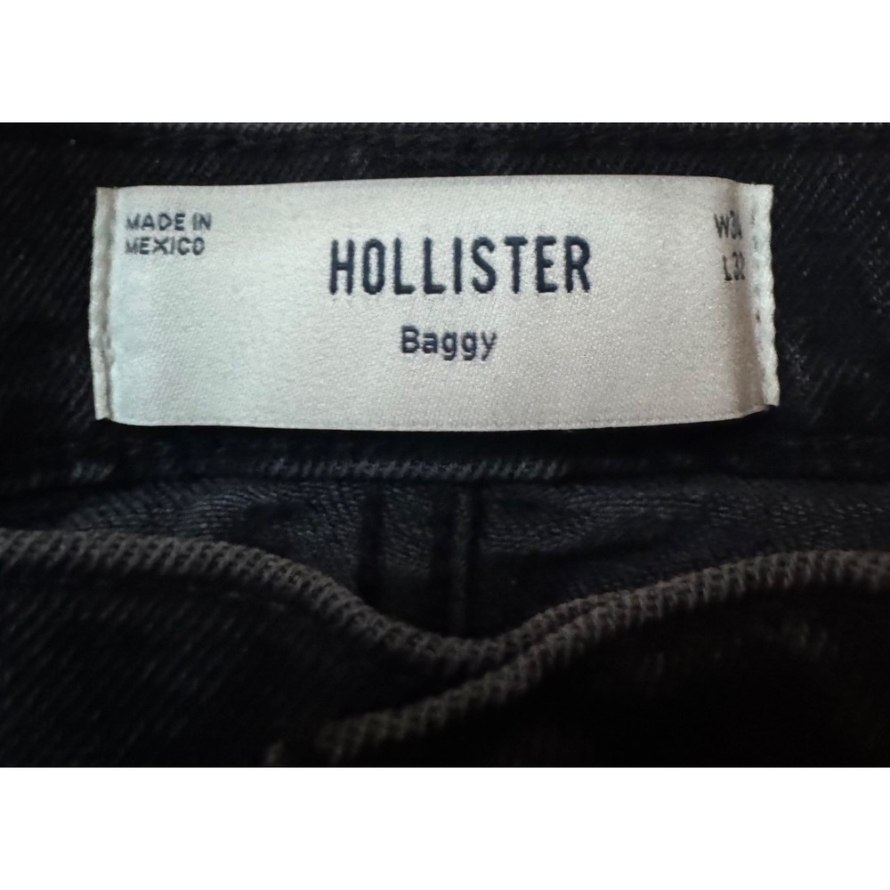 Hollister Men's Baggy 30 x 34 Black Distressed Jeans Oversized Retail $50 NWT! - Picture 2 of 9
